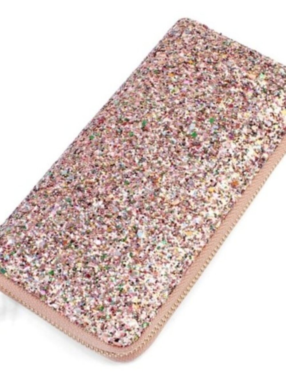 Glitter Sparkle Puffy Zip Around Wallet / Clutch- Pink - NWT